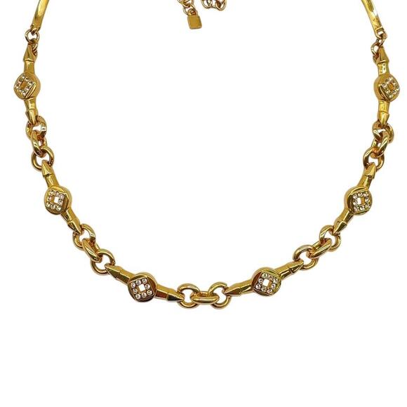 Givenchy Rhinestone x Metal Gold Necklace and Earrings - Picture 5 of 14